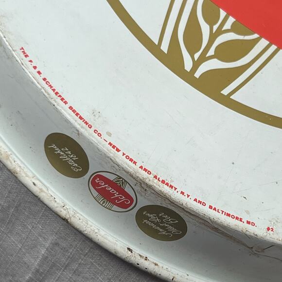 Vintage 60s Schaefer Beer Litho Tin Metal Serving Tray Advertising MCM Barware - Picture 5 of 10